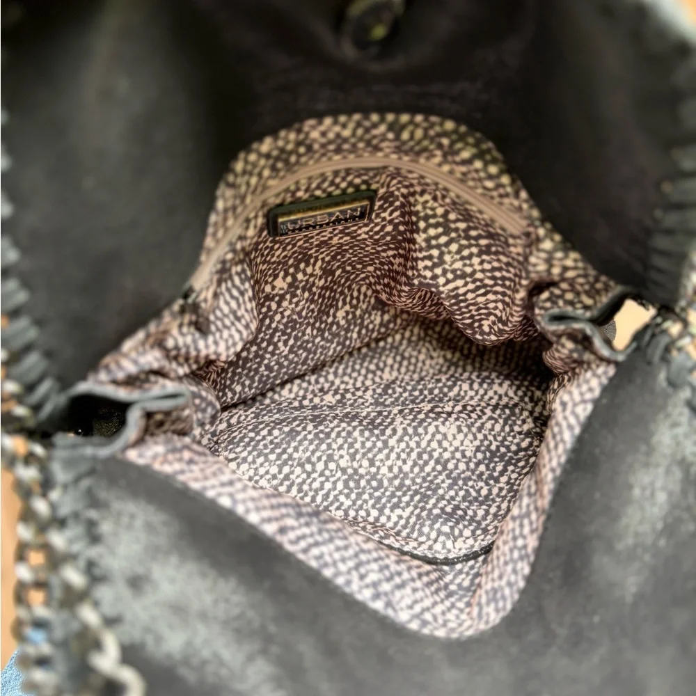Urban Expressions Black Shimmer Chain-Edge Shoulder Bag. Vegan! NWOT!